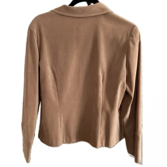 Requirements Women Button Front Blazer Jacket Tan Stretch Size Medium - Picture 2 of 5